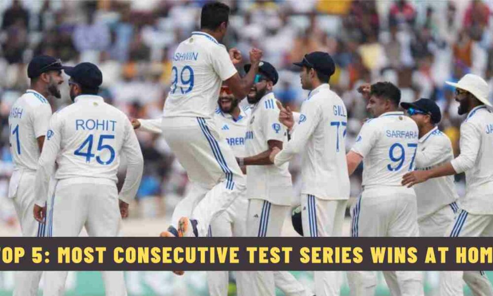 Top 5: Most Consecutive Test Series Wins at Home