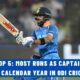 Top 5: Most Runs as Captain in a Calendar Year in ODI Cricket