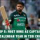 Top 5: Most Runs as Captain in a Calendar Year in T20I Cricket